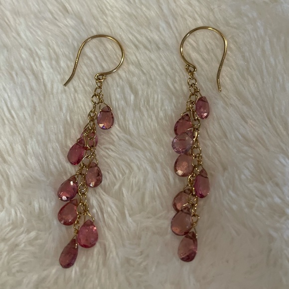 Gorgeous 14k gold and tourmaline earrings - Picture 2 of 10